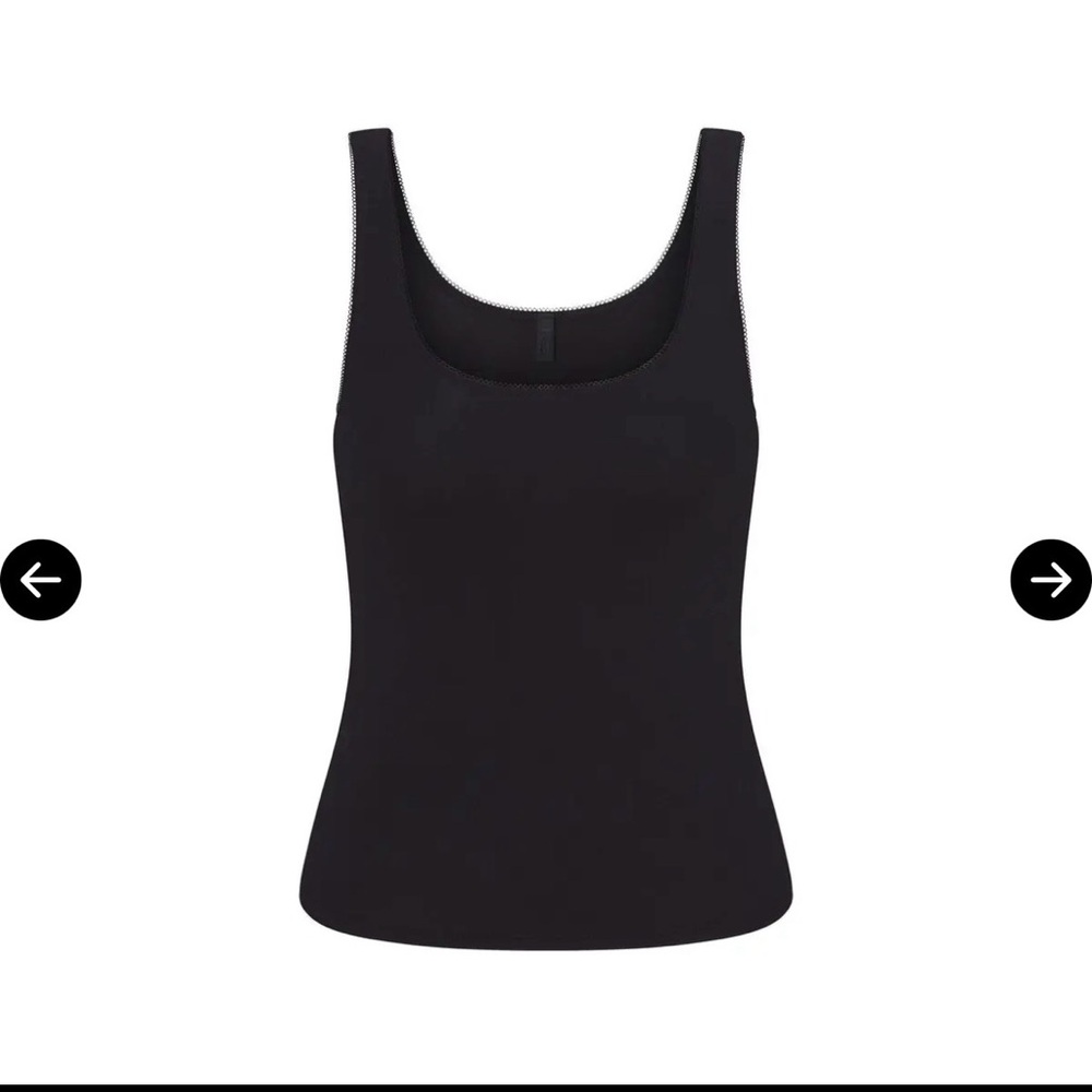 SKIMS Drop Needle Pointelle Tank M Onyx NWT $44